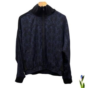 Athleta Black and Blue Bomber Jacket Python Size XL